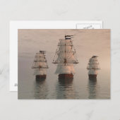 Carte postale Trois voiliers (Devant / Derrière)