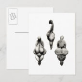 Carte Postale Trois vues d'une statuette "Vénus" (Devant / Derrière)