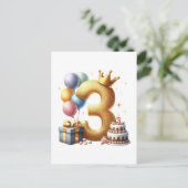 Carte Postale Troisième anniversaire doré (Debout devant)
