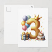 Carte Postale Troisième anniversaire doré (Devant / Derrière)