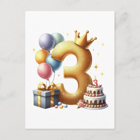 Carte Postale Troisième anniversaire doré (Devant)