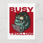 Carte Postale Troll drôle occupé à troller Internet Ordinateur p (Devant)