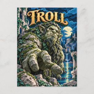 Carte Postale Troll, Monstre en Papier Découpé