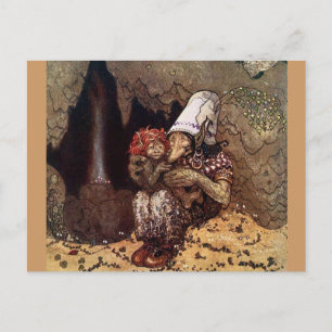 Carte Postale Troll Mother à côté d'un feu de camp