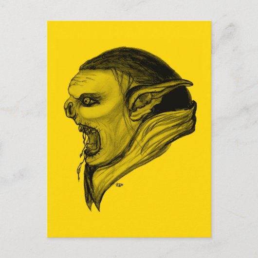 Carte Postale Troll schwarz gelen design (Devant)