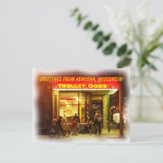 CARTE POSTALE TROLLEY CHIENS ! (Debout devant)