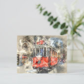 Carte Postale Trolley rouge Istanbul Turquie (Debout devant)