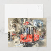 Carte Postale Trolley rouge Istanbul Turquie (Devant / Derrière)
