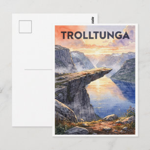 Carte Postale Trolltunga Norvège Vintage