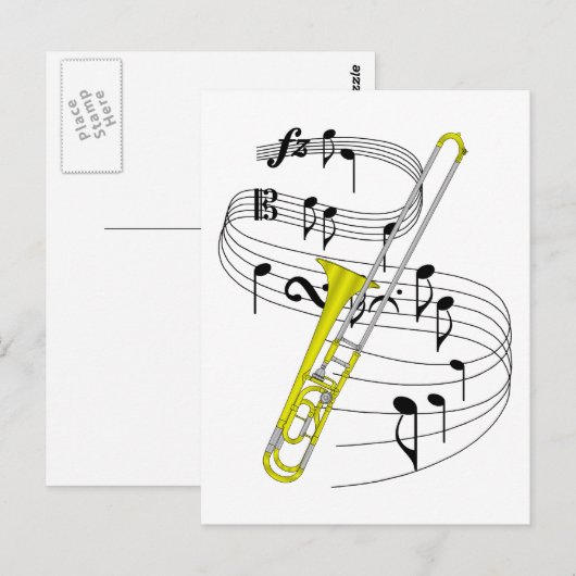 Carte Postale Trombone (Devant / Derrière)