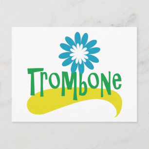 Carte Postale Trombone Fun Coloré Flower