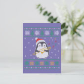 Carte Postale Trombone Ugly Christmas Sweater Penguin Xmas Famil (Debout devant)