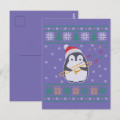 Carte Postale Trombone Ugly Christmas Sweater Penguin Xmas Famil (Devant / Derrière)