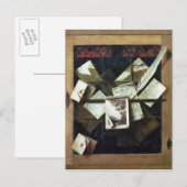 Carte Postale Trompe l'oeil avec lettres et carnets, 1665 (Devant / Derrière)