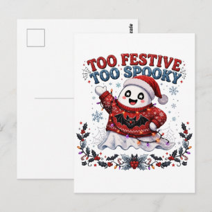 Carte Postale Trop Festif Trop Effrayant Fantôme Noël