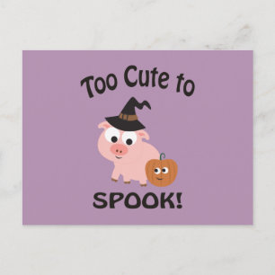 Carte Postale Trop Mignonne Pour Parler Halloween Pig Witch