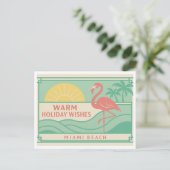 Carte Postale Tropical Art Deco Flamingo Holiday Postcard (Debout devant)