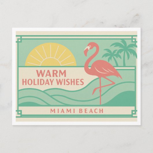 Carte Postale Tropical Art Deco Flamingo Holiday Postcard (Devant)