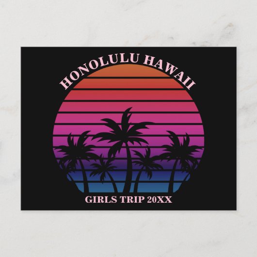 Carte Postale Tropical Beach Girls Trip Pink Black Custom (Devant)