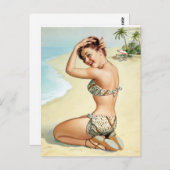 Carte Postale Tropical Beach Pin Up (Devant / Derrière)