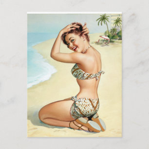 Carte Postale Tropical Beach Pin Up