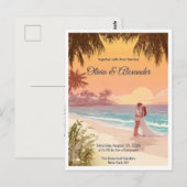 Carte Postale Tropical Beach Sunset Destination Wedding Postcard (Devant / Derrière)