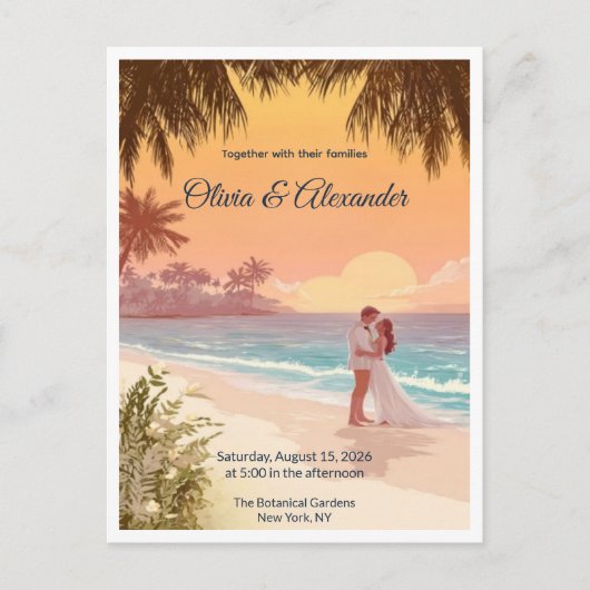 Carte Postale Tropical Beach Sunset Destination Wedding Postcard (Devant)