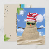 Carte Postale Tropical Christmas Sand Snowman (Devant / Derrière)