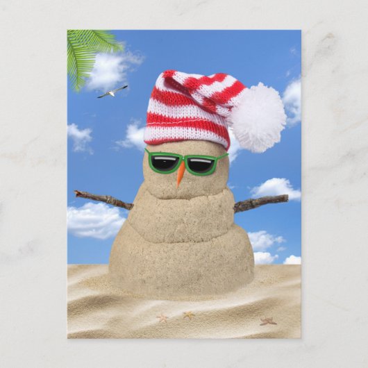 Carte Postale Tropical Christmas Sand Snowman (Devant)