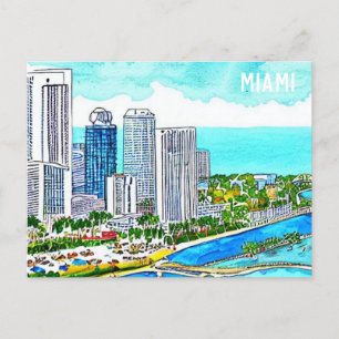 Carte postale Tropical de Miami Skyline
