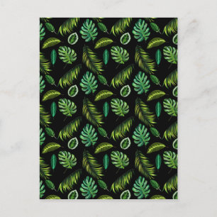 Carte Postale Tropical Feuille Motif artisanal Floral Tiki