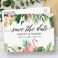Tropical Floral Calligraphy Save The Date