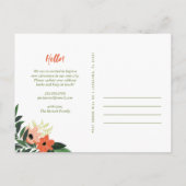 Carte postale Tropical Floral New Address | Corail (Dos)