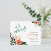 Carte postale Tropical Floral New Address | Corail (Debout devant)