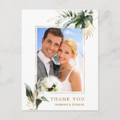 Carte Postale Tropical Foliage Mariage Photo Gold Merci (Devant)