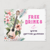 Carte Postale Tropical Free Drinks Funny Wedding Enregistrer la (Devant)
