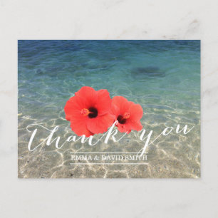 Carte Postale Tropical Hibiscus & Beach Thank You