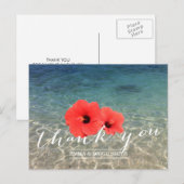 Carte Postale Tropical Hibiscus & Beach Thank You (Devant / Derrière)