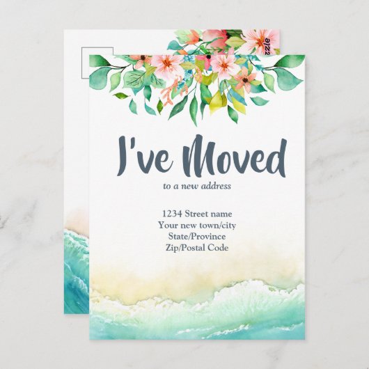 Carte Postale Tropical I've Moved Change d'adresse (Devant / Derrière)