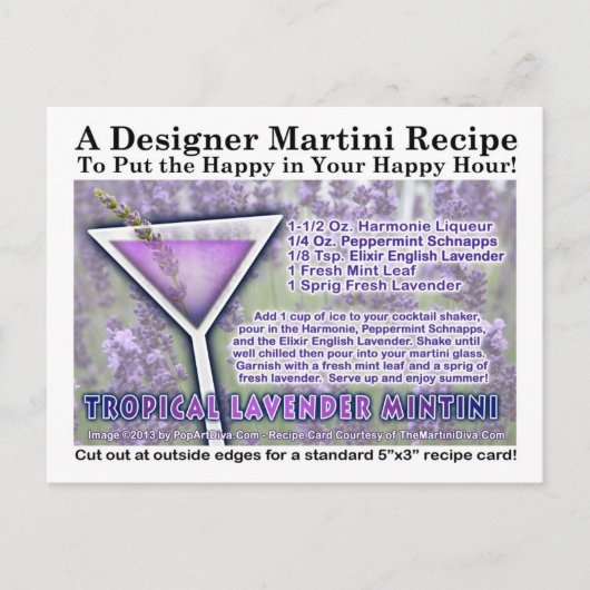 Carte postale Tropical Lavender Mint Martini (Devant)