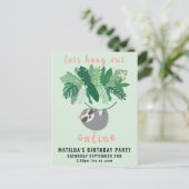 Carte Postale Tropical mignon paresseux passer la fête d'anniver (Debout devant)