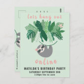 Carte Postale Tropical mignon paresseux passer la fête d'anniver (Devant / Derrière)