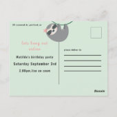 Carte Postale Tropical mignon paresseux passer la fête d'anniver (Dos)