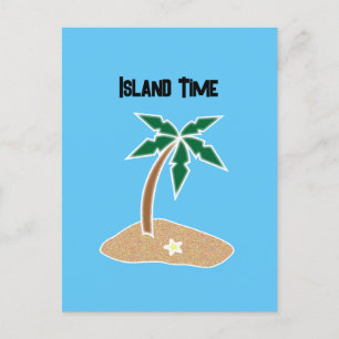 Carte Postale Tropical Palm Tree Island Getaway Cartoon Design