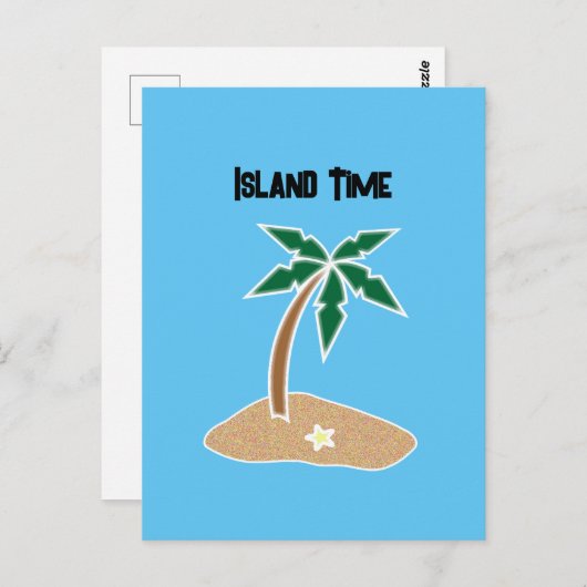Carte Postale Tropical Palm Tree Island Getaway Cartoon Design (Devant / Derrière)