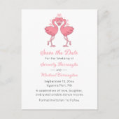 Carte Postale Tropical Pink Flamingo Beach Wedding Save the Date (Devant)