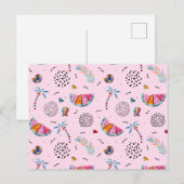Carte Postale Tropical rose Memphis Style Motif (Devant / Derrière)