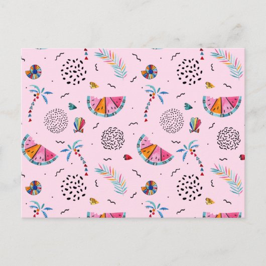 Carte Postale Tropical rose Memphis Style Motif (Devant)