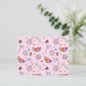 Carte Postale Tropical rose Memphis Style Motif (Debout devant)