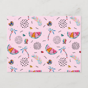 Carte Postale Tropical rose Memphis Style Motif